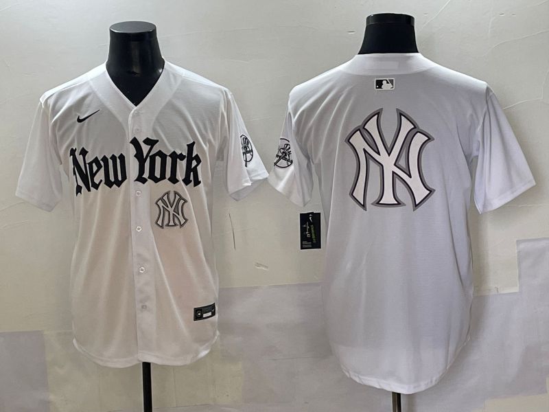 Men 2025 New York Yankees Blank White Five generations Joint Name Nike MLB Jersey style 85